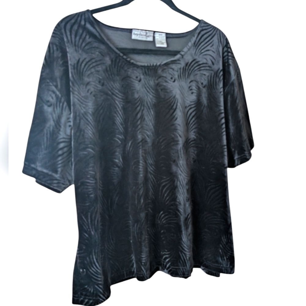Vintage bydesign Black Velvet Swirl Printed Witchy Top Size 24W